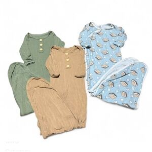 Baby Nooh & Copper Pearl Newborn 0-3M Sleeper Gown Lot Modal Bamboo‎